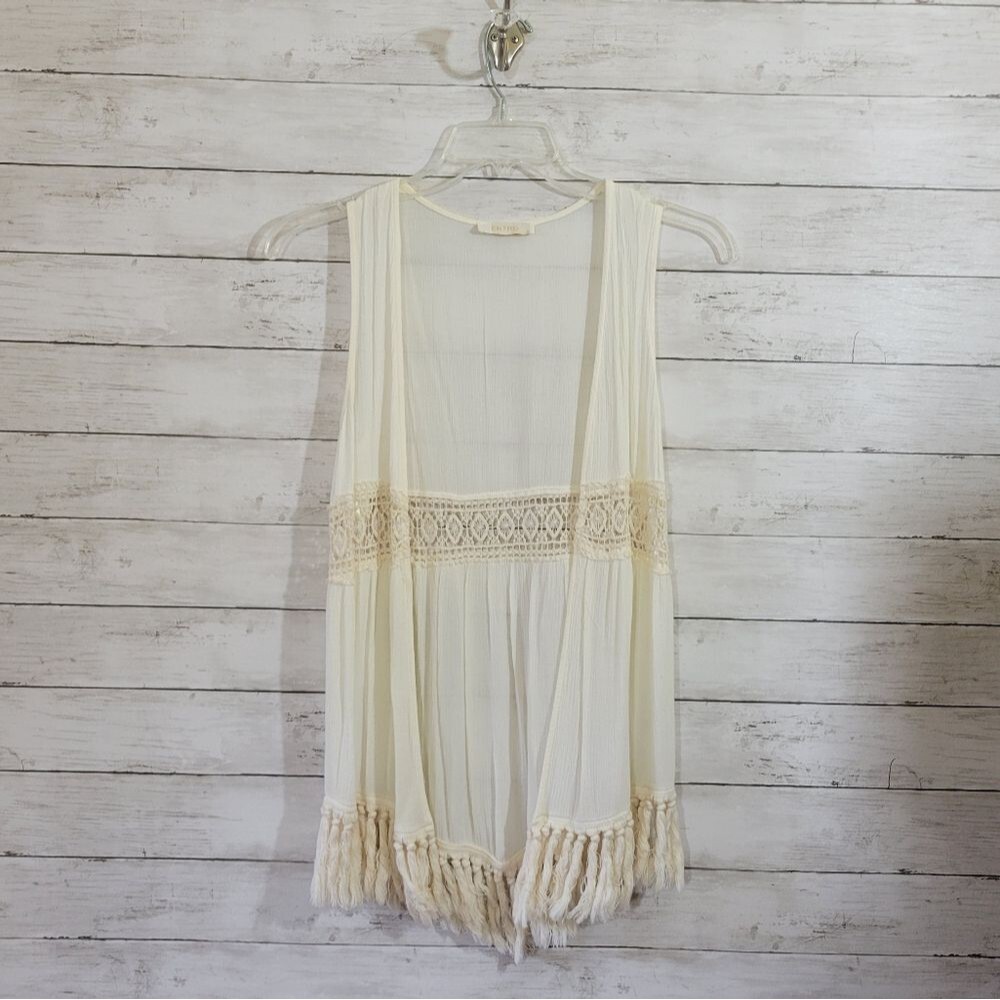 Entro Boho Fringed Cardigan/Cover Up in Cream Size Small - Picture 10 of 10